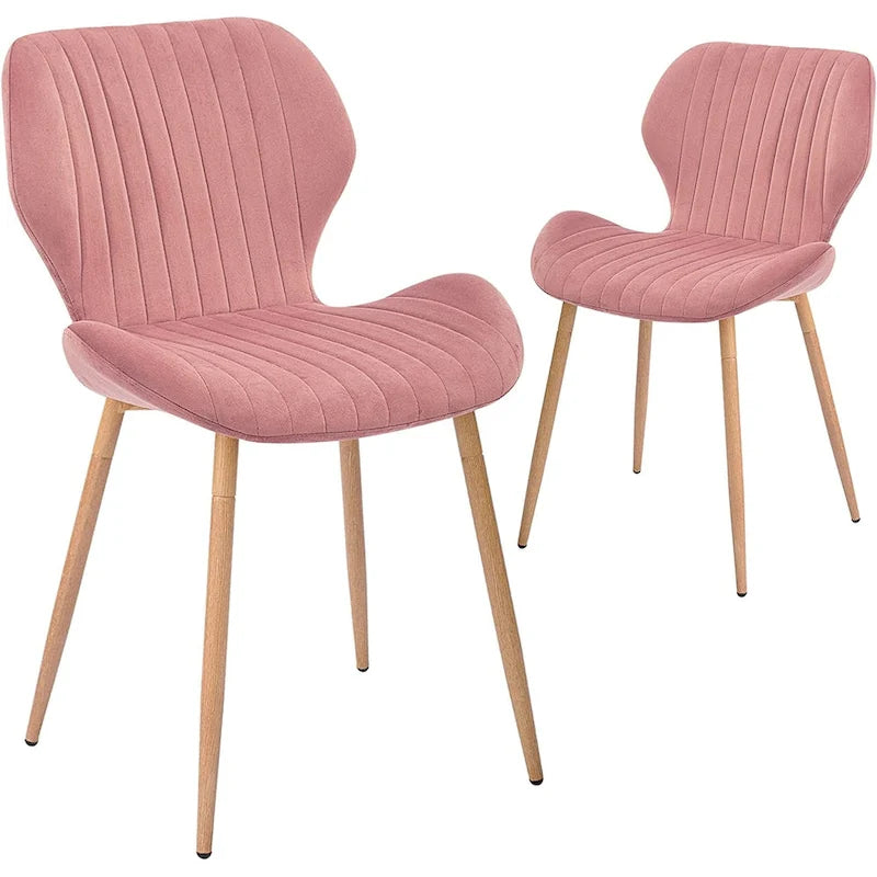 Sedie da pranzo moderne imbottite con gambe in metallo, set da 2, marrone