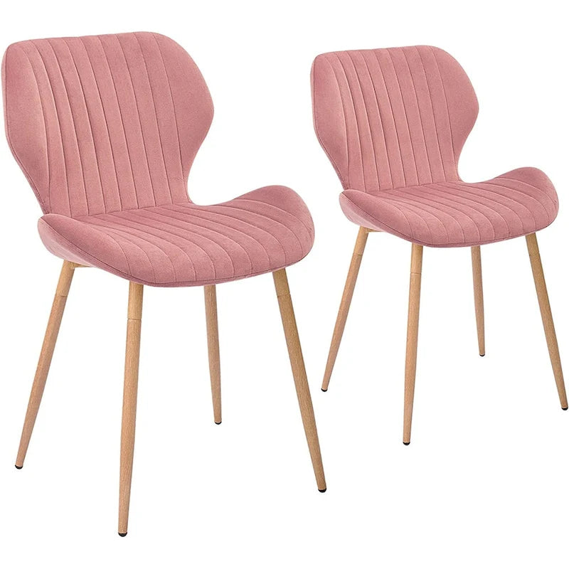 Sedie da pranzo moderne imbottite con gambe in metallo, set da 2, marrone