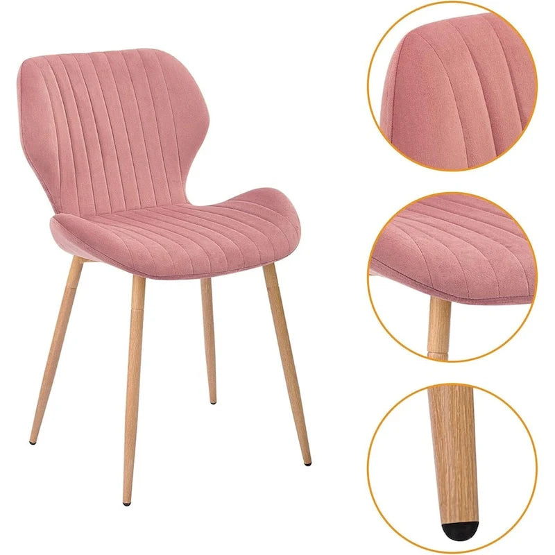 Sedie da pranzo moderne imbottite con gambe in metallo, set da 2, marrone