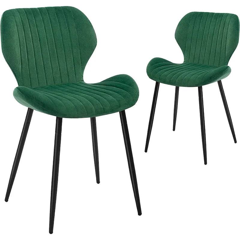 Sedie da pranzo moderne imbottite con gambe in metallo, set da 2, marrone