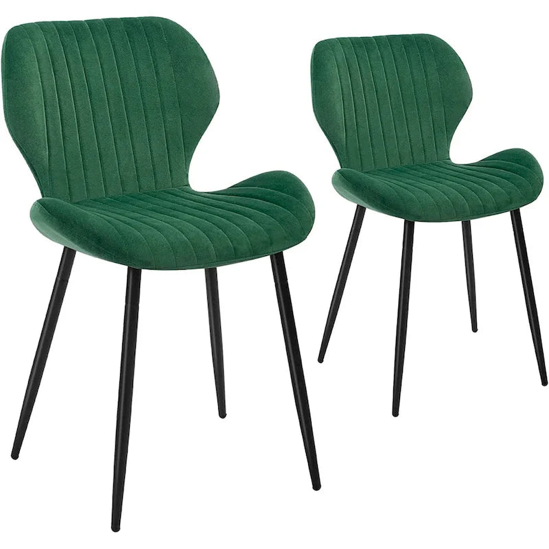 Sedie da pranzo moderne imbottite con gambe in metallo, set da 2, marrone