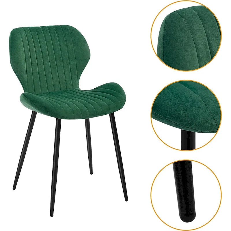 Sedie da pranzo moderne imbottite con gambe in metallo, set da 2, marrone