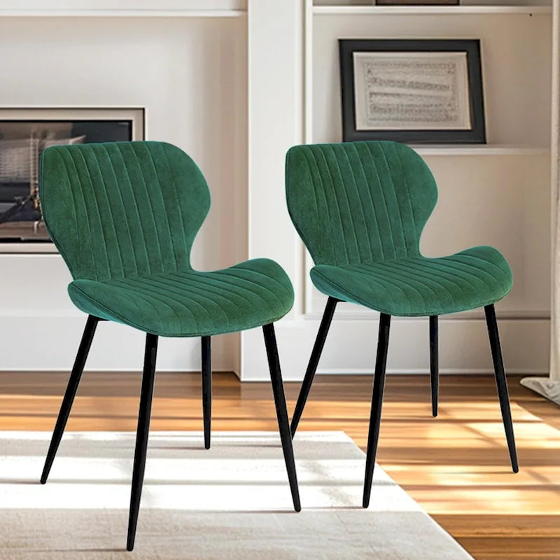 Sedie da pranzo moderne imbottite con gambe in metallo, set da 2, marrone