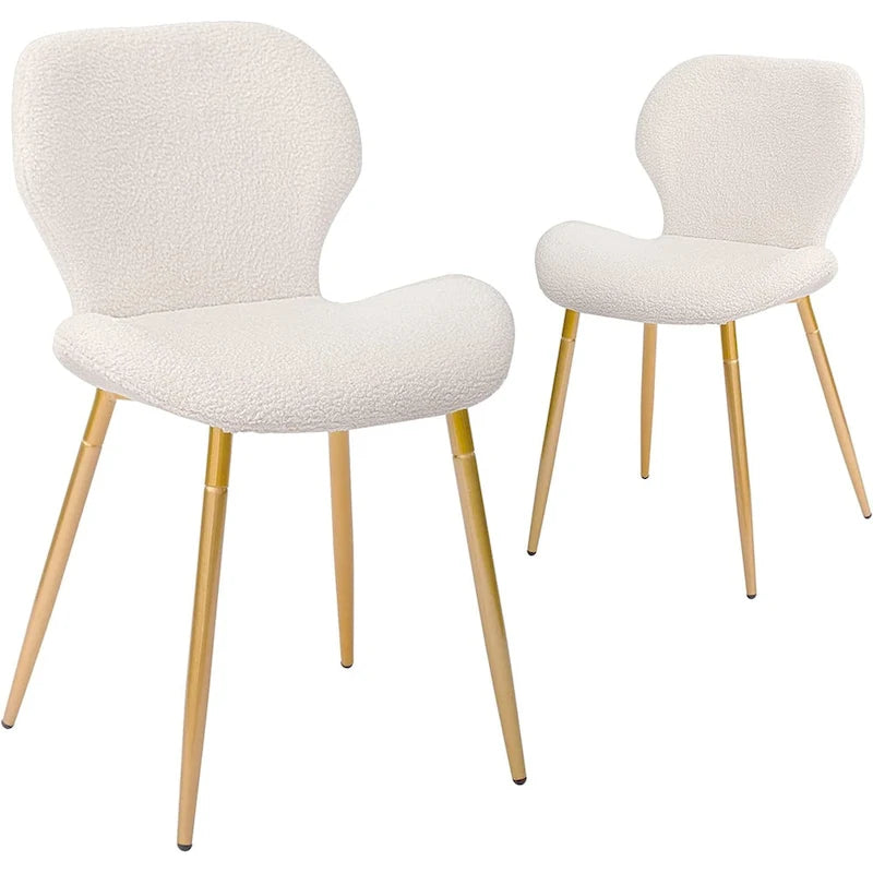 Sedie da pranzo moderne imbottite con gambe in metallo, set da 2, marrone