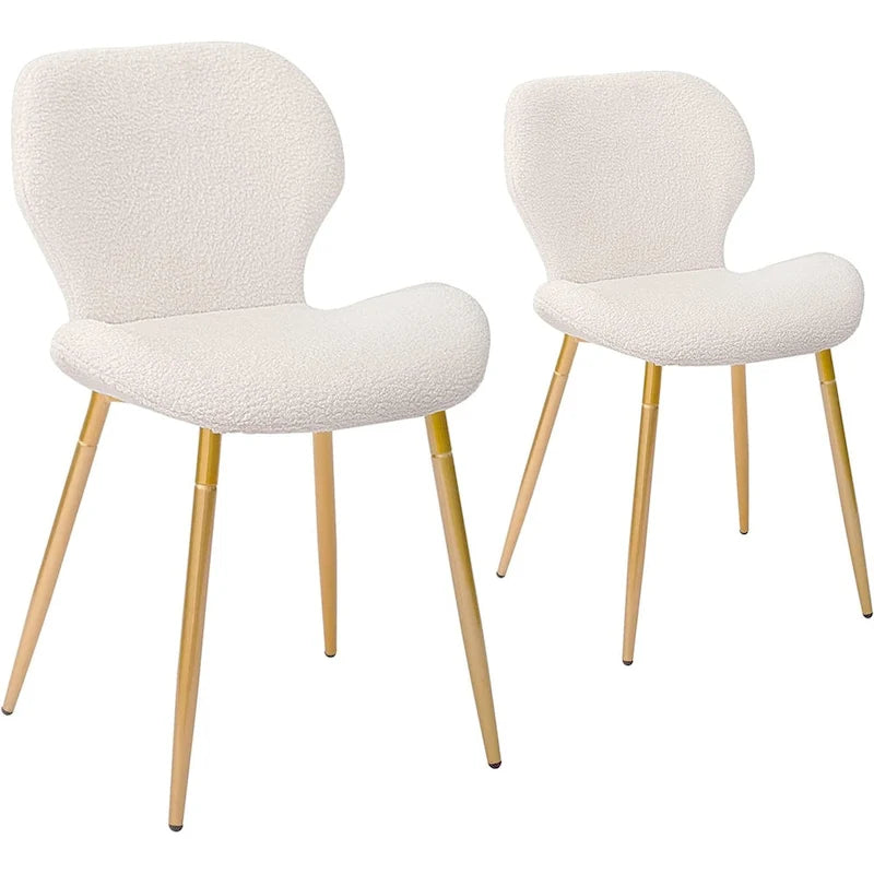 Sedie da pranzo moderne imbottite con gambe in metallo, set da 2, marrone