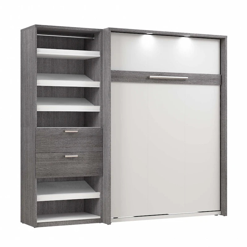 Cielo Full Murphy Bed and Shelving Unit with Drawers by Bestar