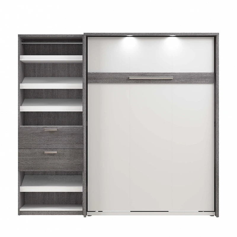 Cielo Full Murphy Bed and Shelving Unit with Drawers by Bestar
