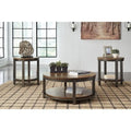 Roybeck Table (Set of 3) - Light Brown/Bronze - 38 W x 38 D x 18 H