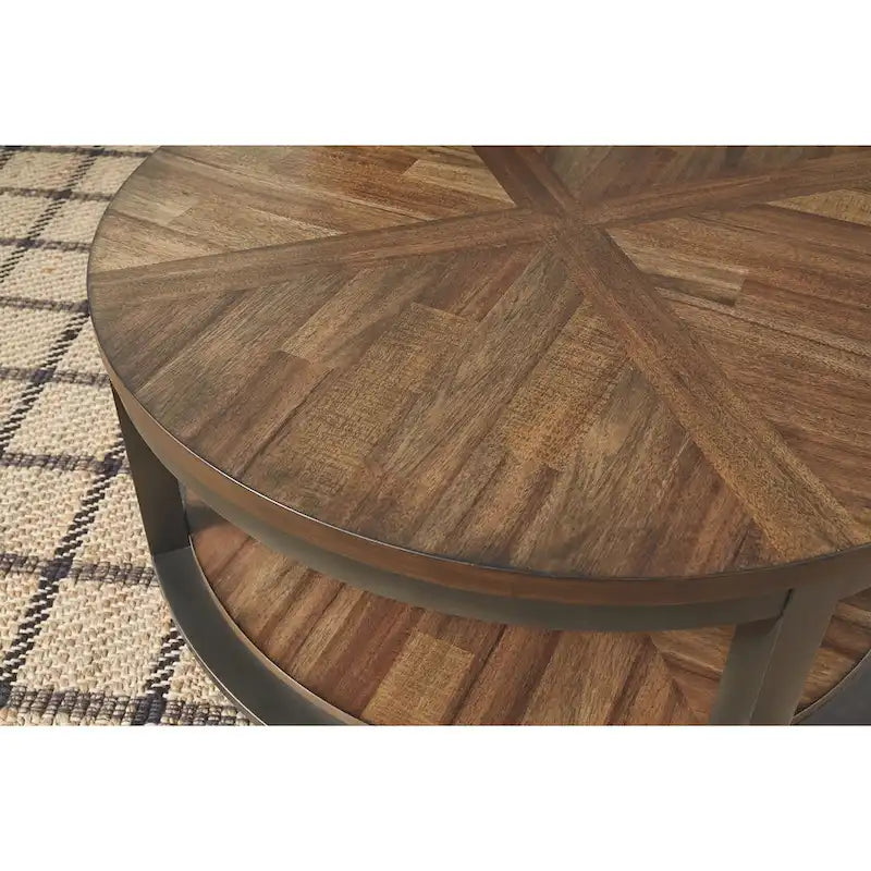 Tavolo Roybeck (Set di 3) - Marrone chiaro/Bronzo - 38 L x 38 P x 18 H