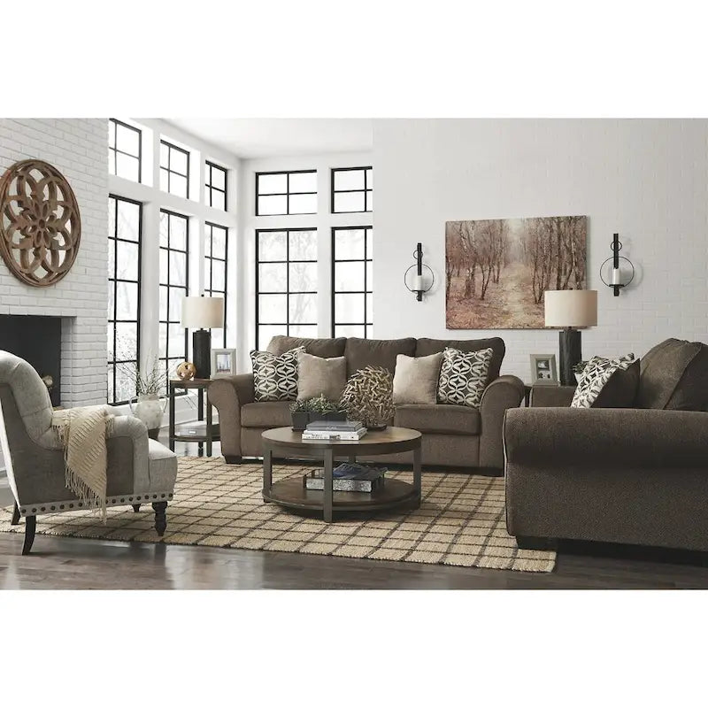 Tavolo Roybeck (Set di 3) - Marrone chiaro/Bronzo - 38 L x 38 P x 18 H