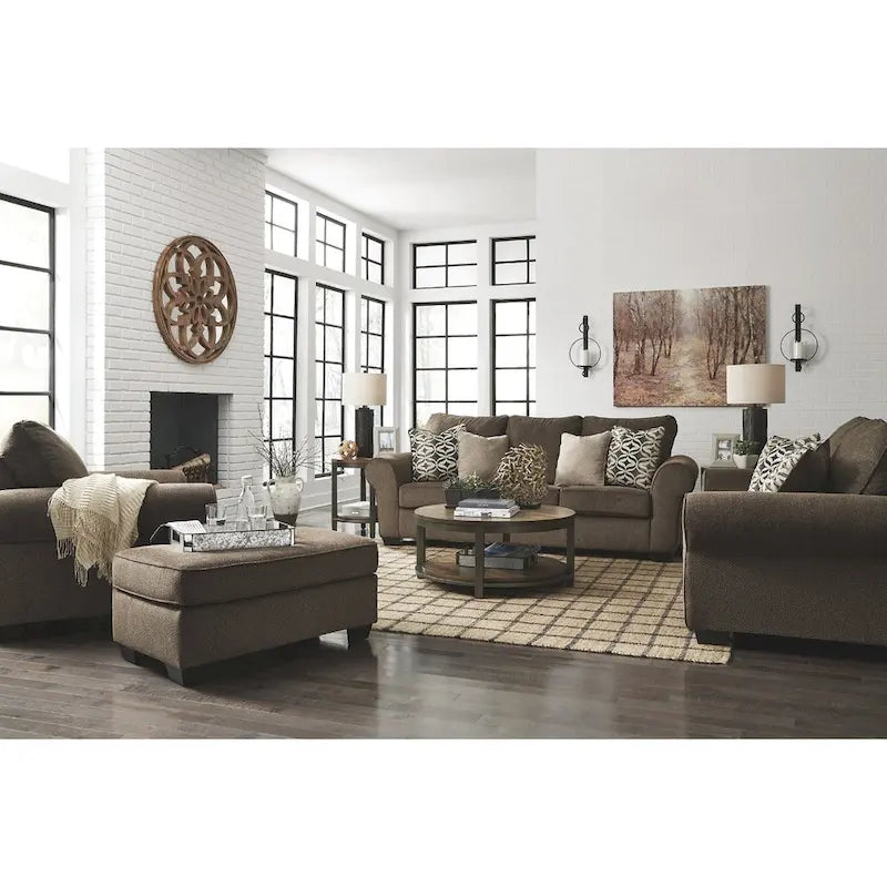 Tavolo Roybeck (Set di 3) - Marrone chiaro/Bronzo - 38 L x 38 P x 18 H