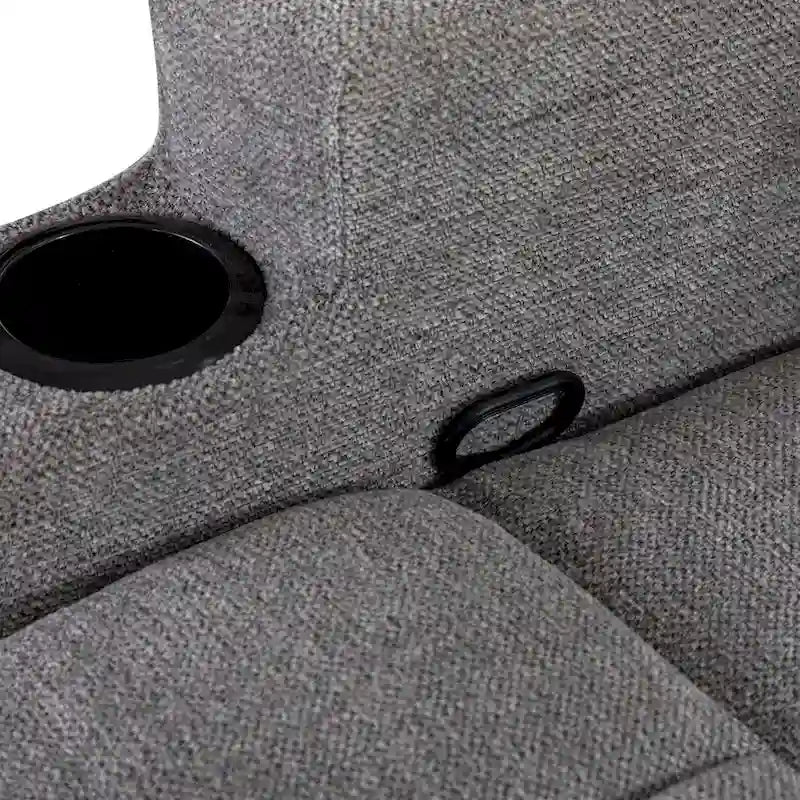 Manual Recliner Massage and Heating Chair Sofa with 2 Cup Holders Breathable Fabric