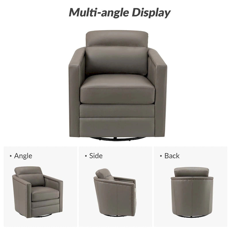 Jorge 28.74 Wide Genuine Leather Swivel Chair Set of 2