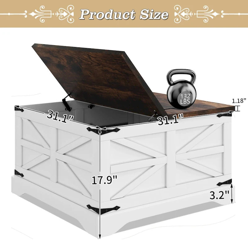 Farmhouse Coffee Table with Storage