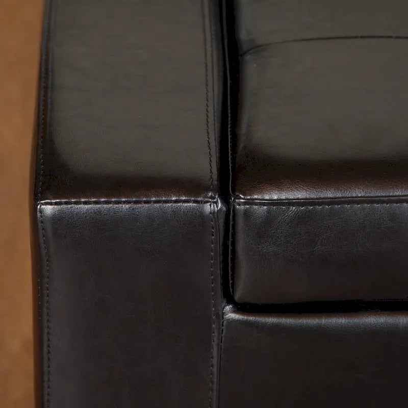 Guernsey Black Bonded Leather Storage Ottoman Bench by Christopher Knight Home