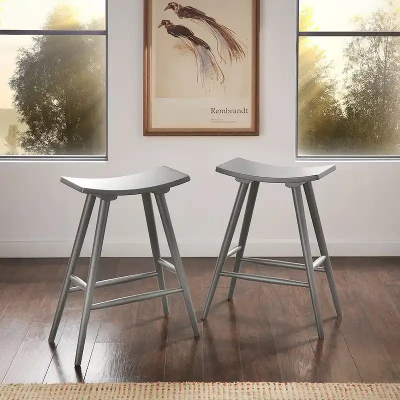 Sgabello da bancone Pinehurst in legno massello da 24" (set di 2) di iNSPIRE Q Modern