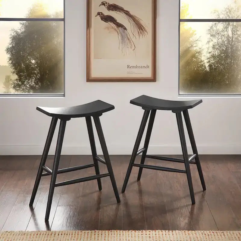 Sgabello da bancone Pinehurst in legno massello da 24" (set di 2) di iNSPIRE Q Modern