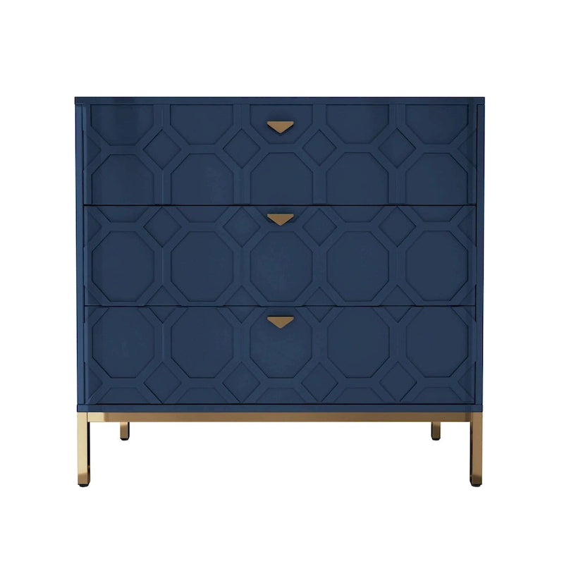 Cassettiera moderna Clihome in legno lucido a 3 cassetti