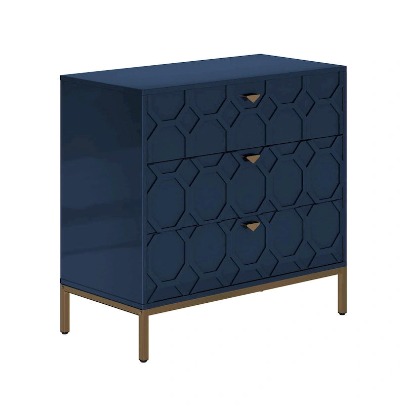 Cassettiera moderna Clihome in legno lucido a 3 cassetti