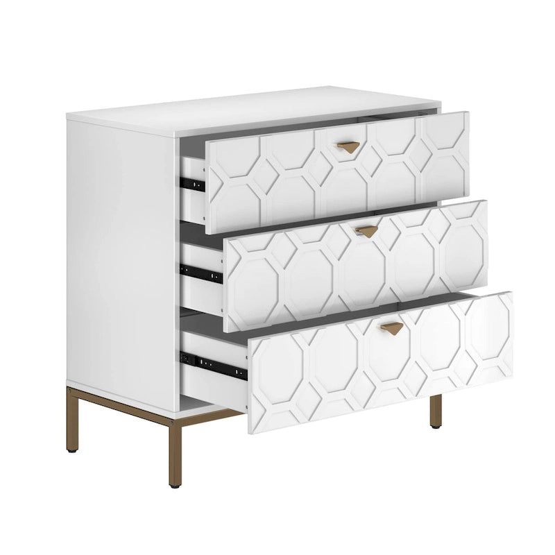 Cassettiera moderna Clihome in legno lucido a 3 cassetti