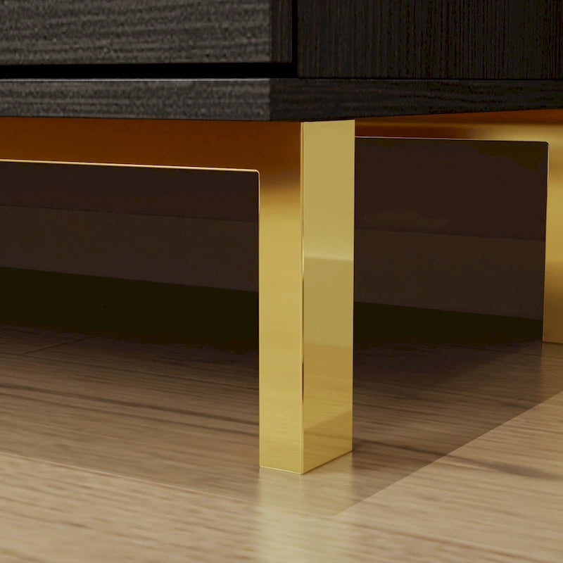 Cassettiera a 3 cassetti Kerrogee - Comodino in legno con gambe in metallo