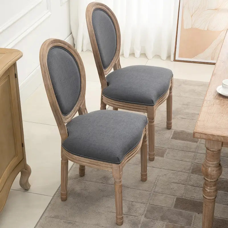 HOMCOM French-Style Upholstered Dining Chair Set, Armless Accent Side Chairs with Linen-Touch Upholstery, Set of 2