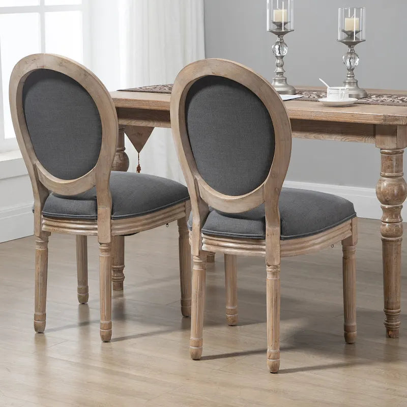 HOMCOM French-Style Upholstered Dining Chair Set, Armless Accent Side Chairs with Linen-Touch Upholstery, Set of 2