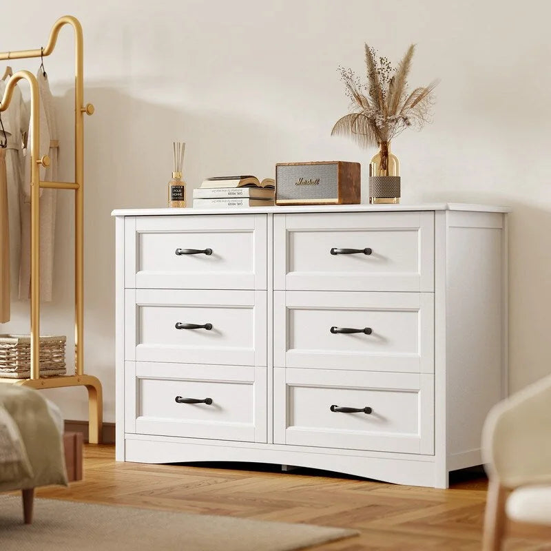 6-Drawers Dresser Storage, Modern Wood Vertical Organizer Storage Tower for Bedroom