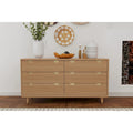 Comò in legno a sei cassetti Easton di Alpine Furniture, color sabbia (beige)