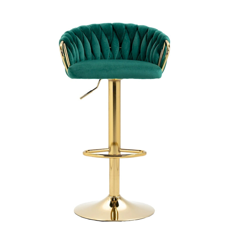 Set of 4 Adjustable Tufted Bar Stools with Backs