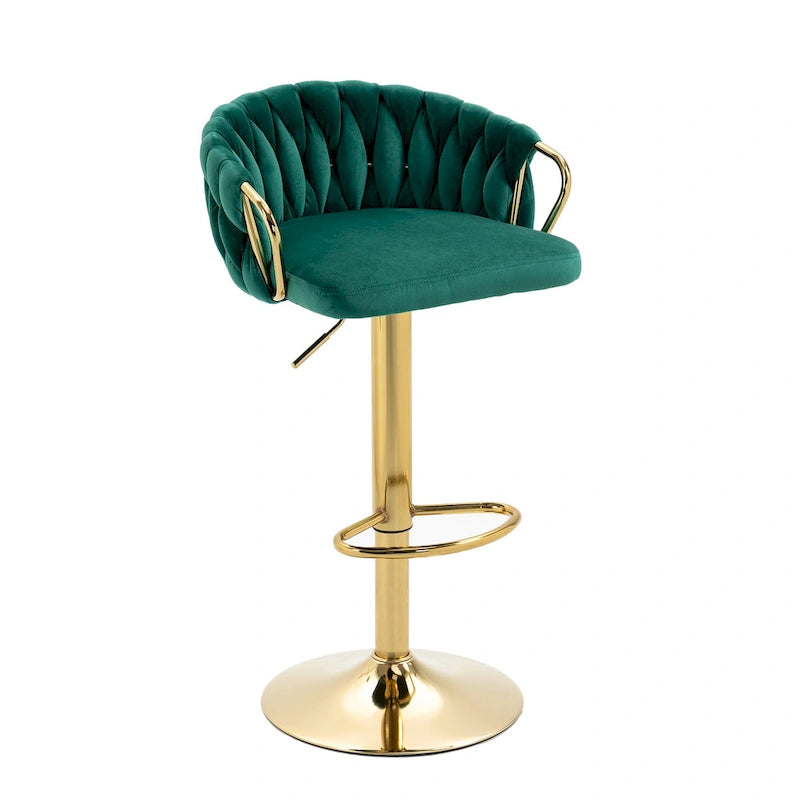 Set of 4 Adjustable Tufted Bar Stools with Backs