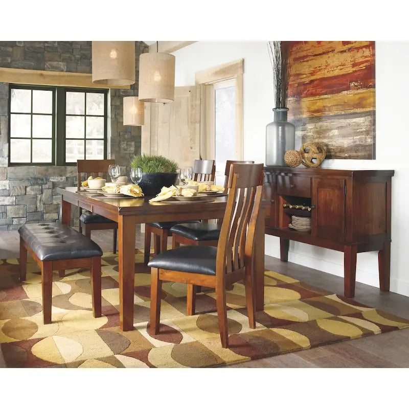Panca da pranzo Signature Design by Ashley Ralene in similpelle marrone - 49,75 L x 16,25 P x 18,5 H