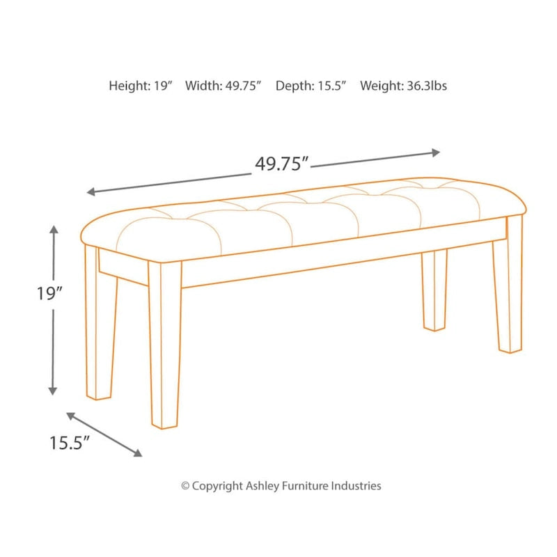 Panca da pranzo Signature Design by Ashley Ralene in similpelle marrone - 49,75 L x 16,25 P x 18,5 H