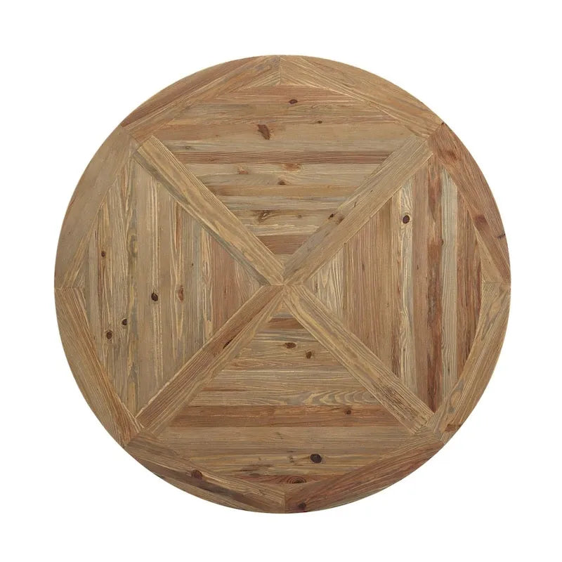 Column 59 Round Pine Wood Dining Table - Brown