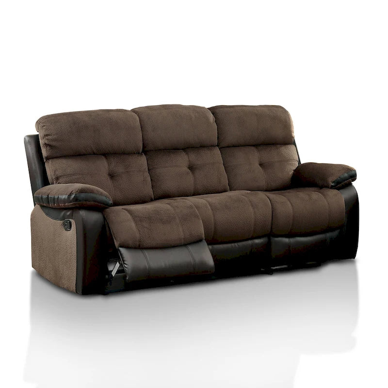 Ferg Transitional Brown Champion Fabric Reclining Sofa by Furniture of America