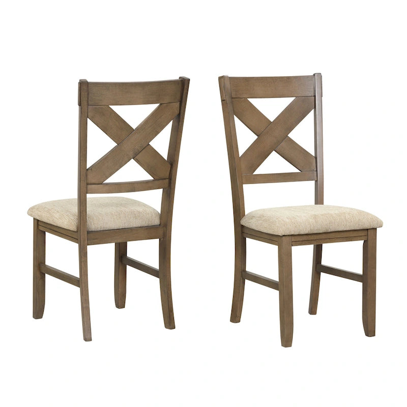 Roundhill Furniture Raven Wood 9-Piece Dining Set, Extendable Trestle Dining Table with 8 Chairs, Glazed Pine Brown