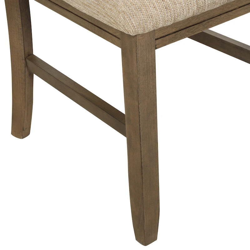 Roundhill Furniture Raven Wood 9-Piece Dining Set, Extendable Trestle Dining Table with 8 Chairs, Glazed Pine Brown