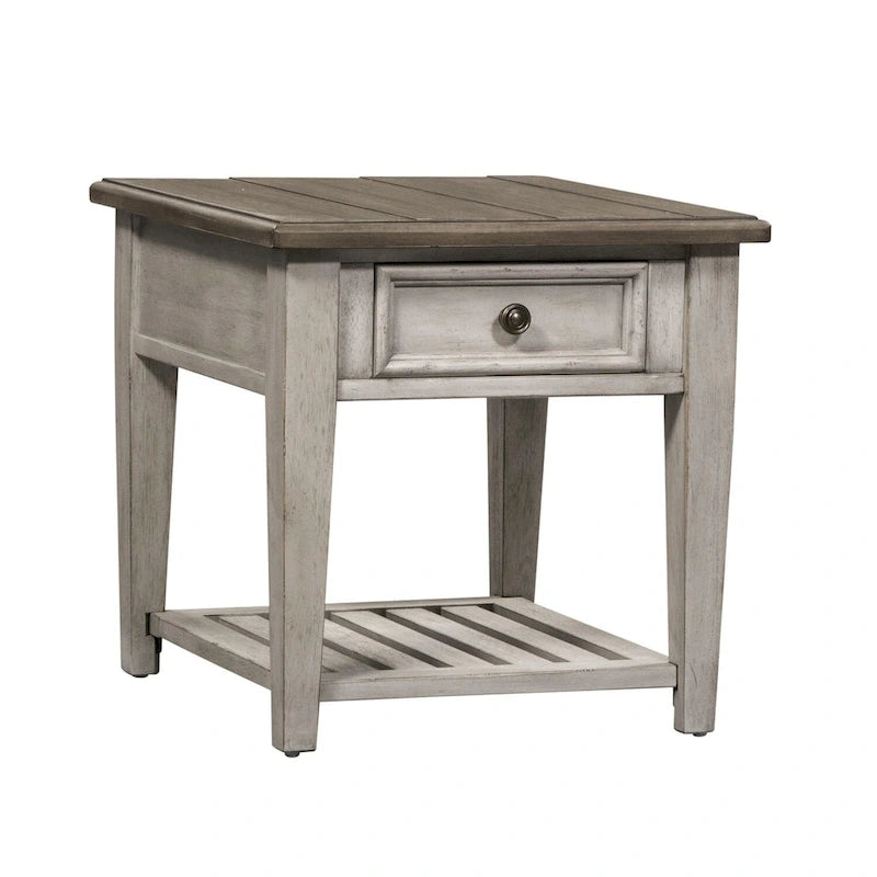 Heartland Antique White Living Room Table Set 3 Piece with Coffee Table, Side Tables