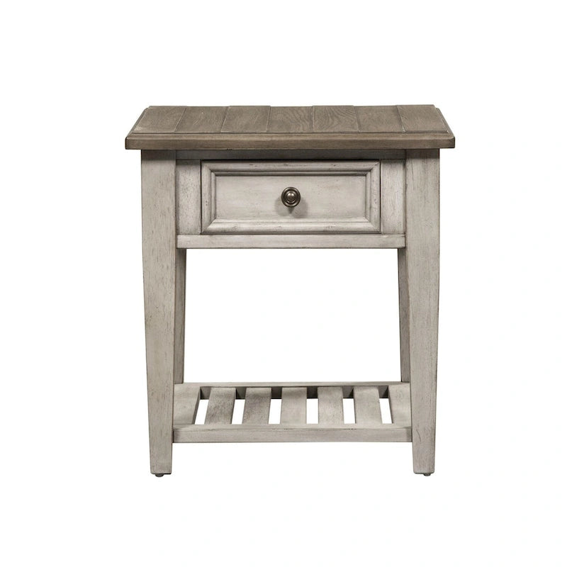 Heartland Antique White Living Room Table Set 3 Piece with Coffee Table, Side Tables