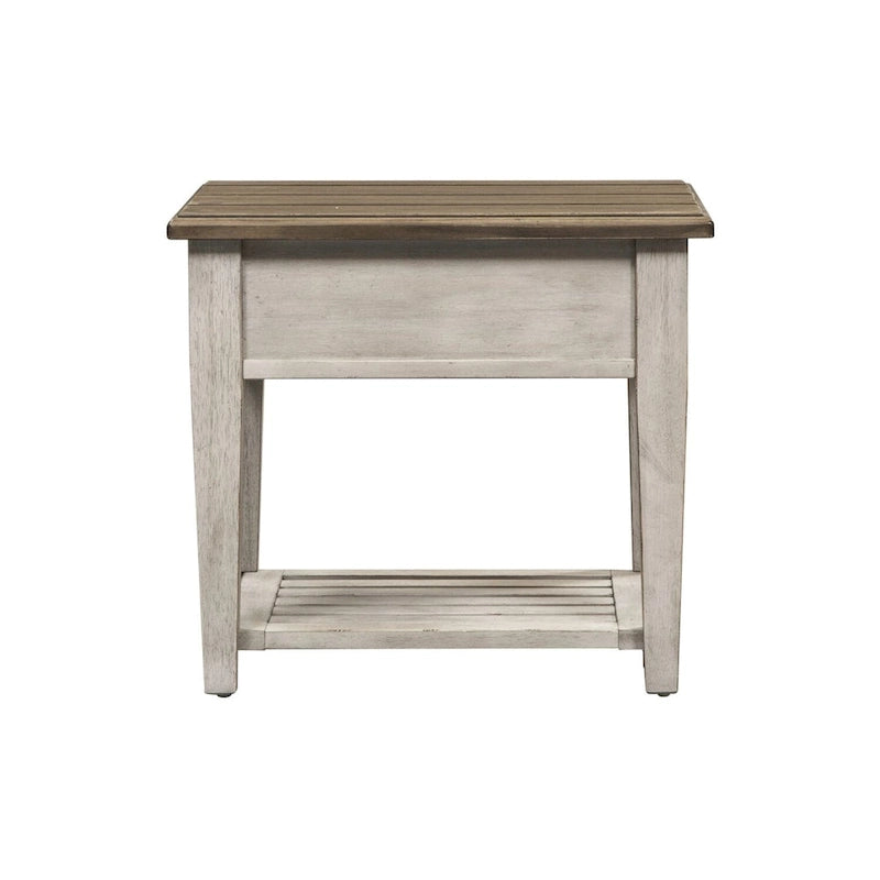 Heartland Antique White Living Room Table Set 3 Piece with Coffee Table, Side Tables