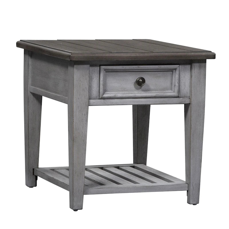 Heartland Antique White Living Room Table Set 3 Piece with Coffee Table, Side Tables