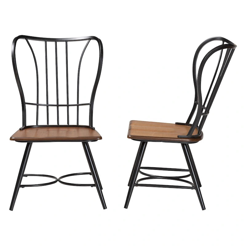 Carbon Loft Rudolph Industrial Metal and Wood Dining Chairs (Set of 2)