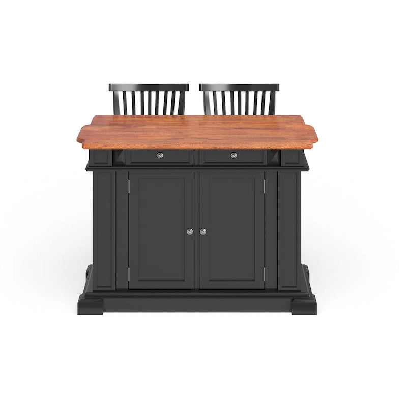 Set da Cucina con Isola e Sgabelli Distressed Oak a 3 Pezzi Homestyles