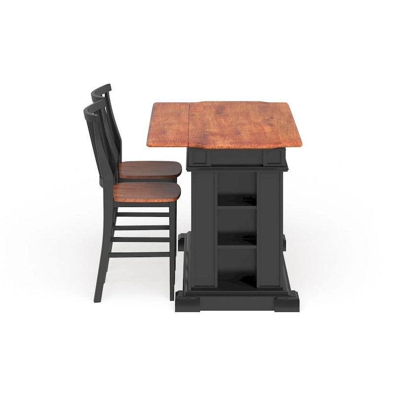 Set da Cucina con Isola e Sgabelli Distressed Oak a 3 Pezzi Homestyles