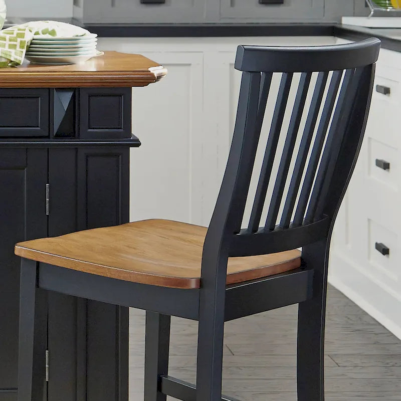 Set da Cucina con Isola e Sgabelli Distressed Oak a 3 Pezzi Homestyles
