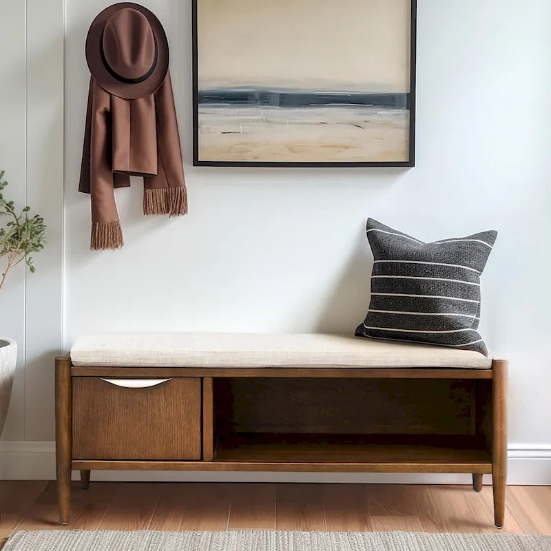 INK+IVY Arcadia Accent Bench with Storage and Upholstered Cushion - 42W x 17D x 19.5H