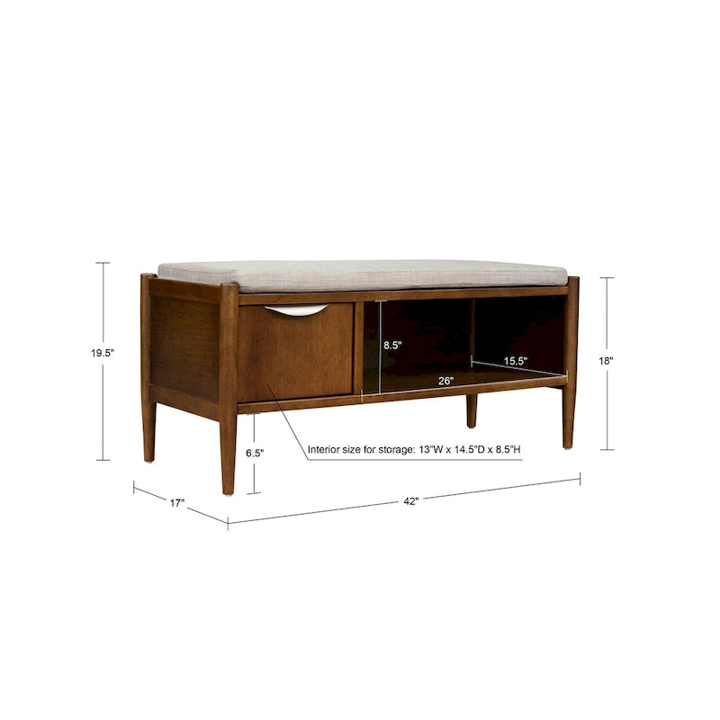 Panca accentata INK+IVY Arcadia con contenitore e cuscino imbottito - 42W x 17D x 19.5H