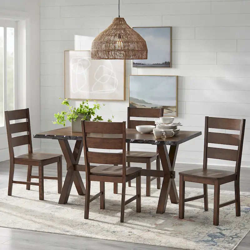 Simple Living Mandeville Live Edge Solid Wood Walnut Dining Table