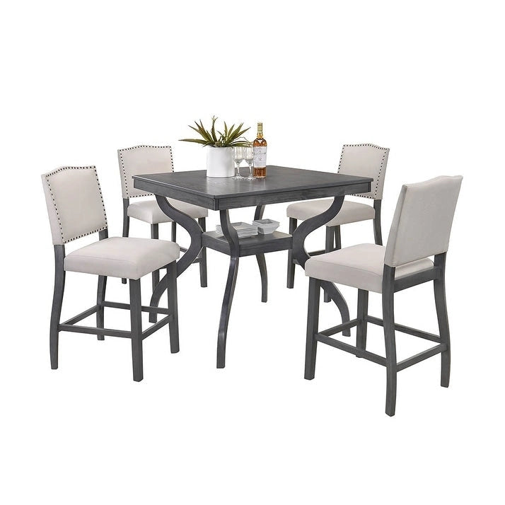 Set da pranzo a 5 pezzi, altezza bancone, colore grigio chiaro, Best Quality Furniture