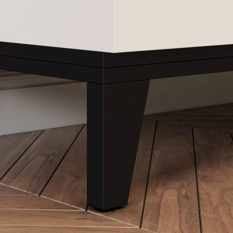 Madia Buffet Cassettiera Tavolo Console Bianco/Nero 4 Ante 4 Cassetti